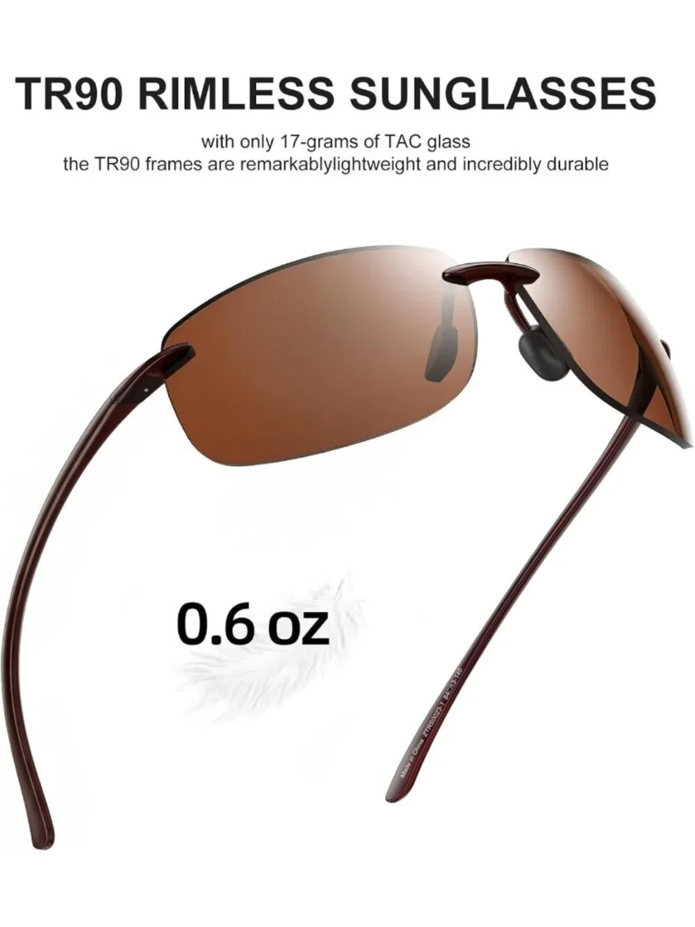 Lightweight Polarized Sport Sunglasses for Men & Women | Rimless Rectangle